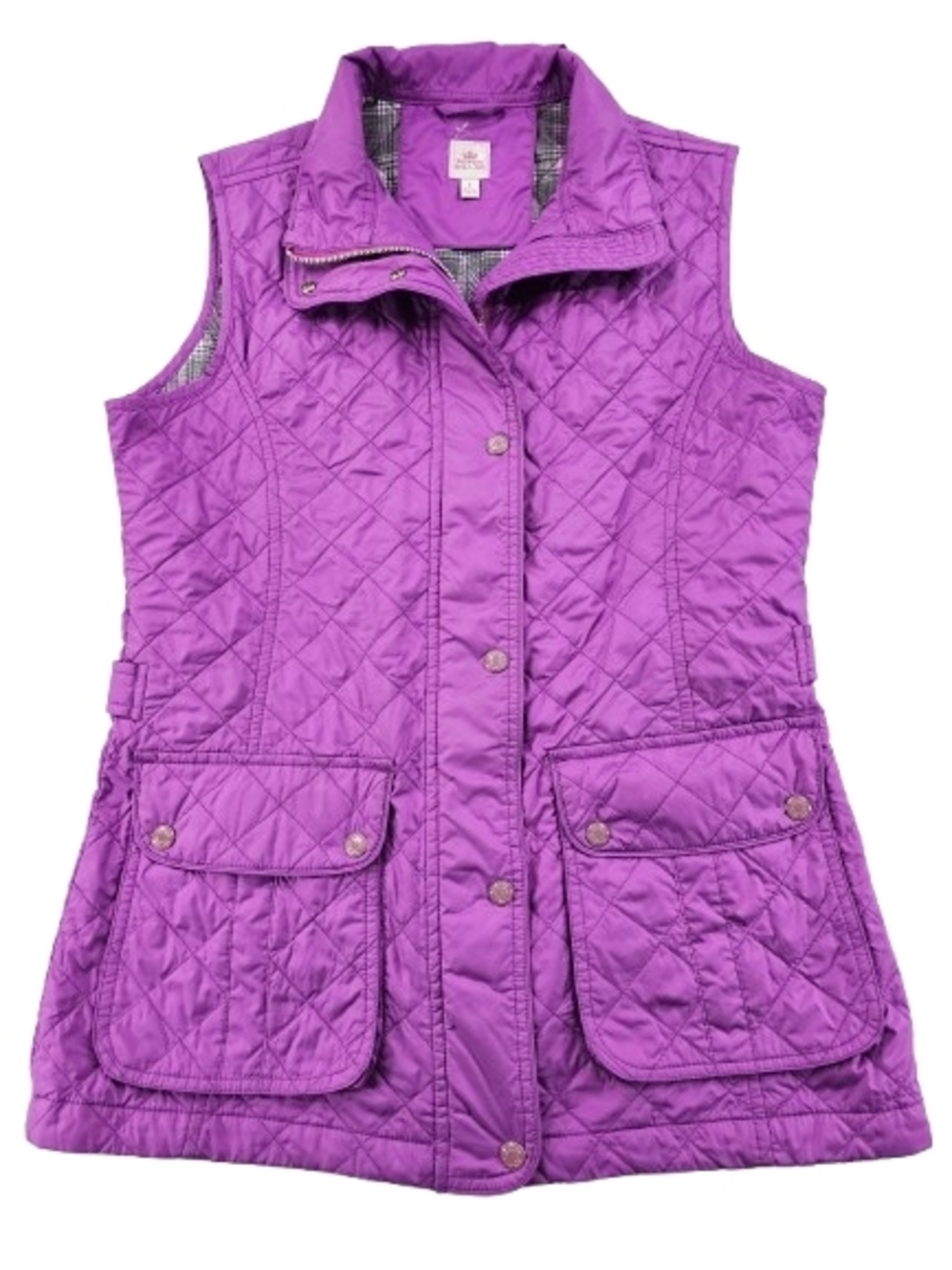 Peter Millar Quilted‎ Golf Vest Plaid Lined Tunic Full Zip Women S Purple Pocket